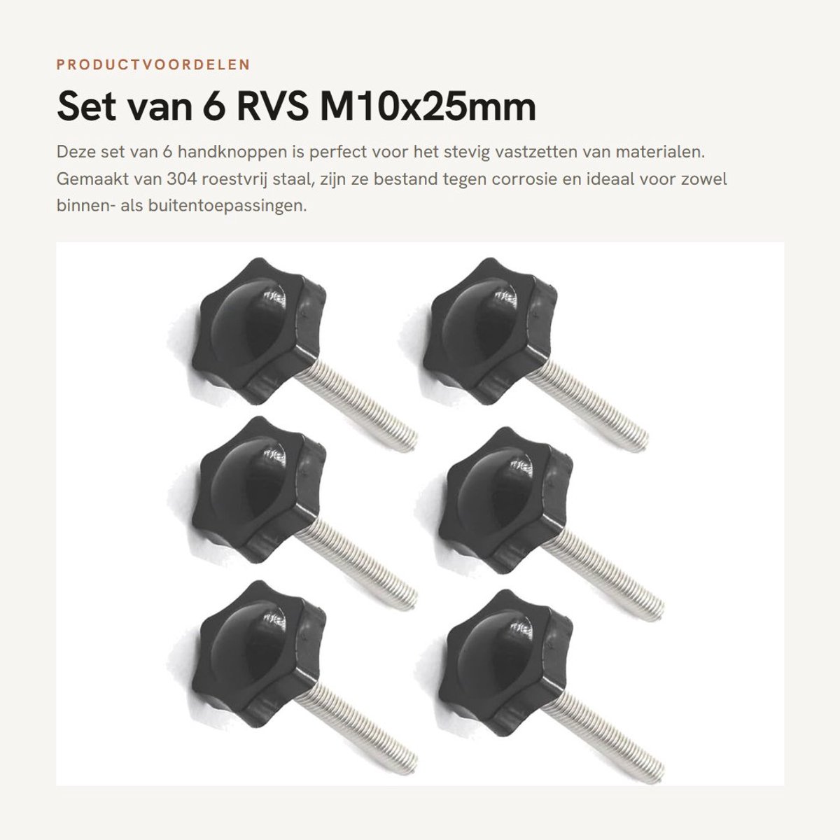 Cosensi- Handknop 38mm - Aanscherping Schroef - M10 Draad - Roestvrij Staal - Kunststof - Duurzaam en Eenvoudig te Installeren - Schroefknop