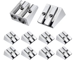 Dailygoods - cobee Dubbele Gat Puntenslijper, 10 stks Aluminiumlegering Mini Puntenslijper voor Potloden Handheld Metalen Slijper voor Scholen Kantoren Kunst
