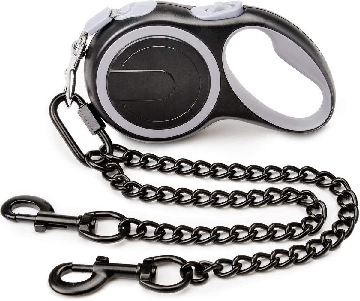 Dailygoods- Hondenriem Intrekbaar 3 Meter - Dubbele Lijnen - Geschikt voor Grote/Middelgrote/Kleine Honden - Zware Metalen Koppeling - Veilig en Praktisch - Hondentouw
