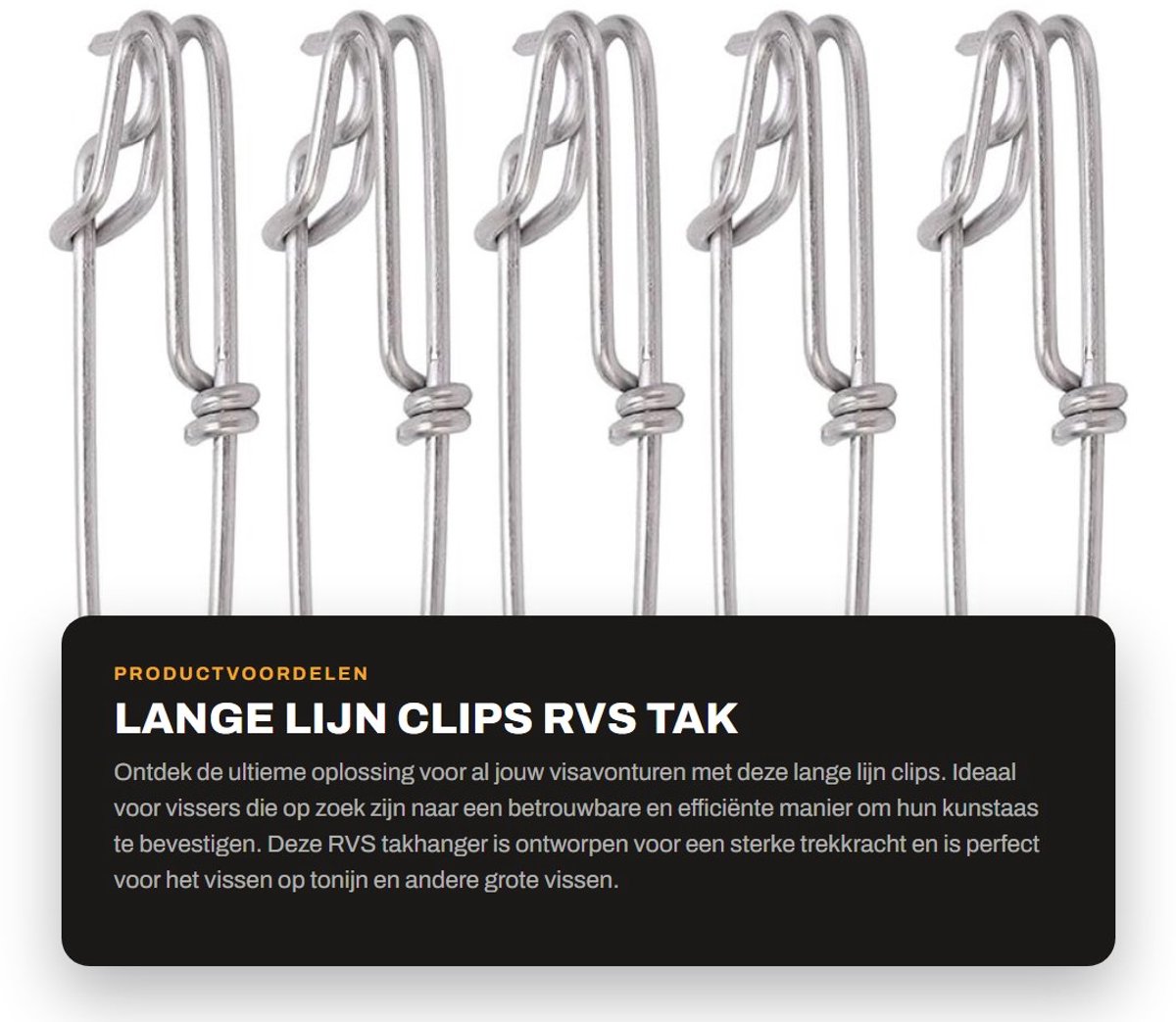 Dailygoods- Lijnclip RVS - Lange Lijn Clips - 5 Stuks - Sterke Trekkracht - Lichtgewicht - Draagbaar - Eenvoudig te Vervangen - Visclip