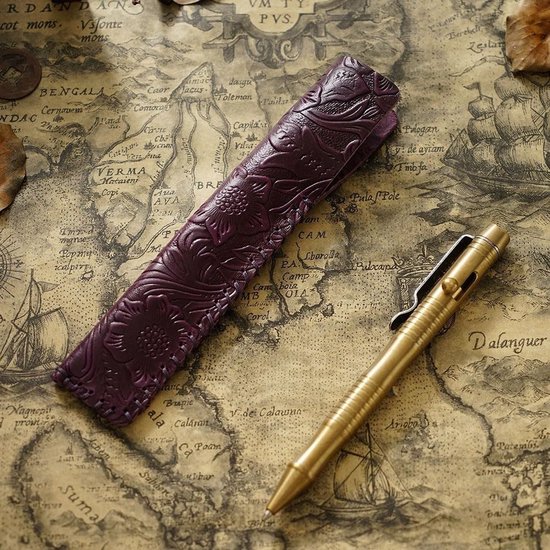 LIVIA HOME- Pen Sleeve Lederen - Vintage Pennenzak - Potlood Case - Voor Kantoor/School - Geschikt voor 1 Pen - Duurzaam Materiaal — afbeelding 3