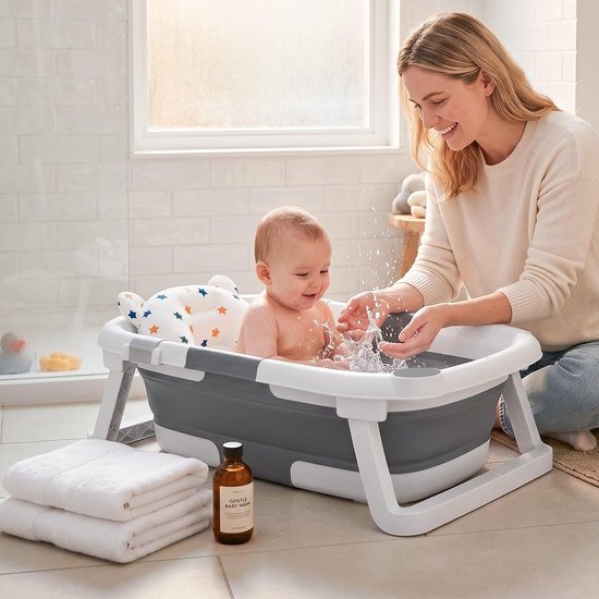 Dailygoods- Babybadkuip Opvouwbaar - Babybad voor Pasgeborenen 0-24 Maanden - Draagbaar - Ruimtebesparend - Geschikt voor Binnen/Buiten - Voor Kinderen 1-7 Jaar van Dailygoods — afbeelding 2