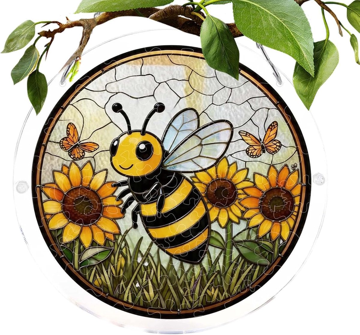 Acrylpuzzel Zonvanger - Regenboogmaker Bord - Decoratie Binnen Buiten - Lijmloze Montage - 19cm Diameter - Gekleurd