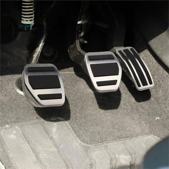 Auto Pedaal Covers - Pedaal Pads - Verbeterde Grip - Antislip Oppervlak - 3 Delig Set - Zilver Zwart — afbeelding 4