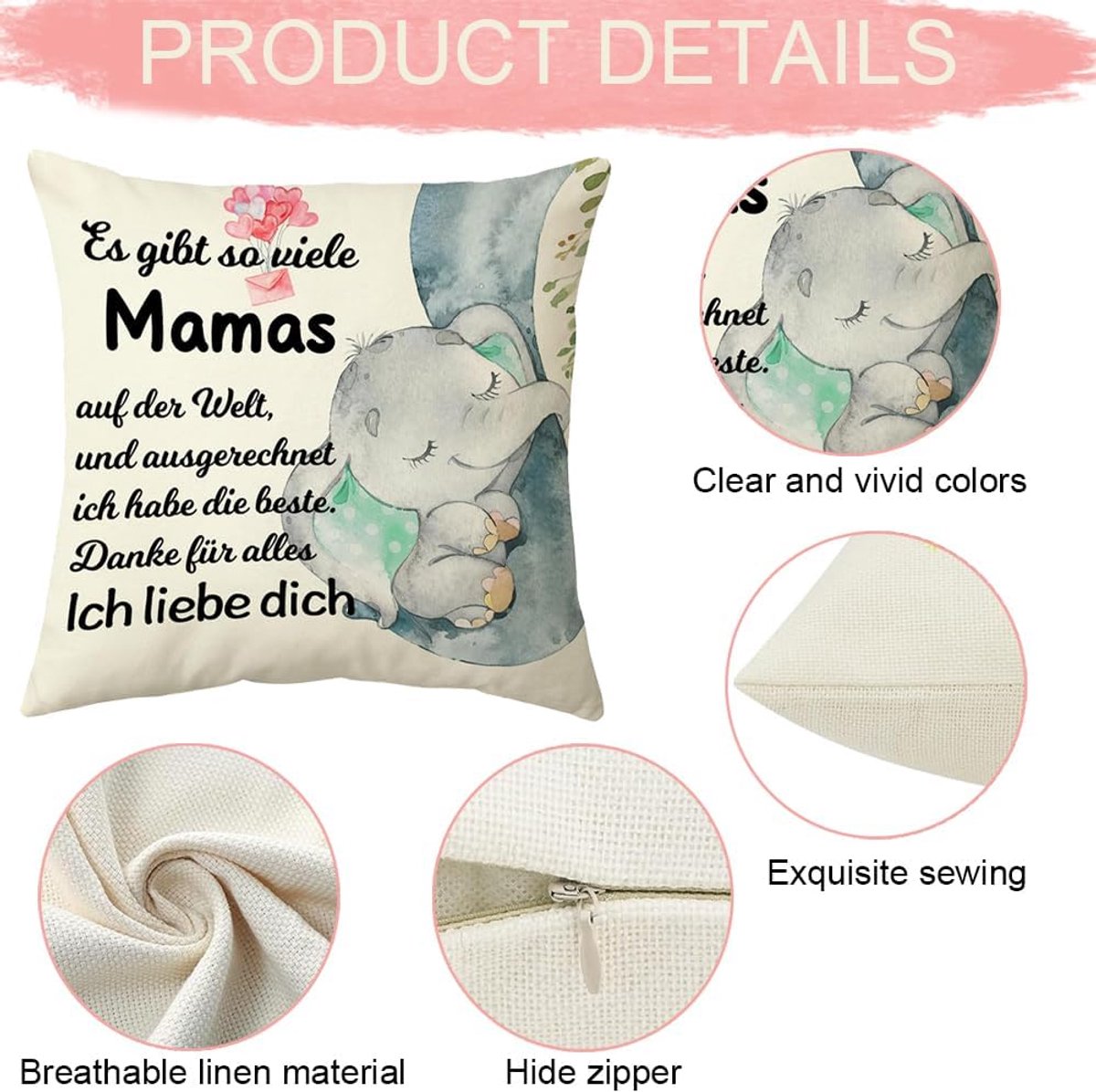 Kussensloop - Decoratieve hoes - Cadeau geven - Liefdevolle tekst - 45 x 45 cm - Wit