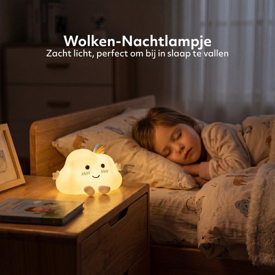 Deryan Wolken Nachtlamp Baby - Kinderlamp Oplaadbaar - Dimbare Bedlamp van deryan — afbeelding 2