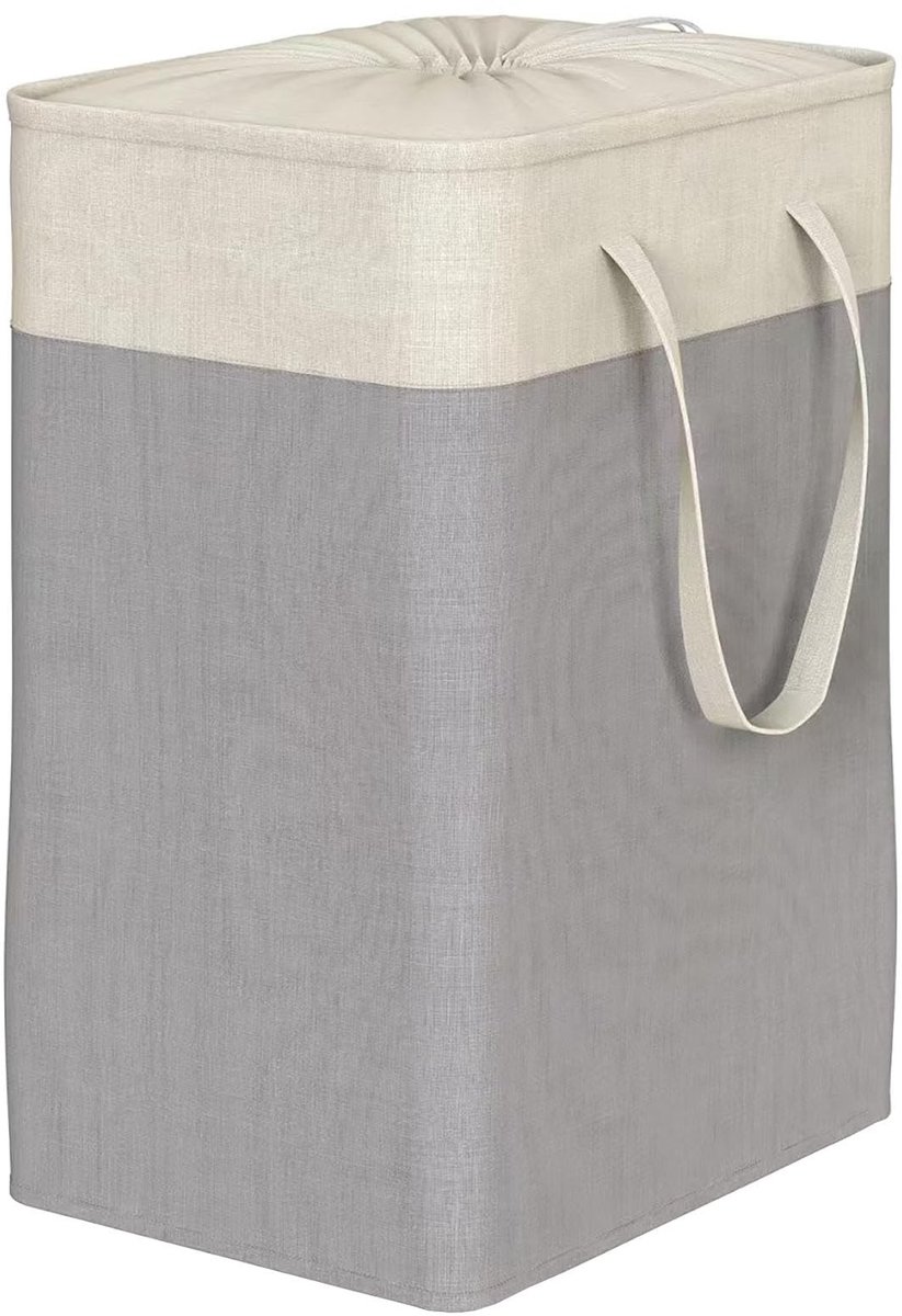 Dailygoods- Wasmand 100L - Wasmand met Deksel - Wasmand 3 Vakken - Wasmanden - Opvouwbaar - Duurzaam Katoen