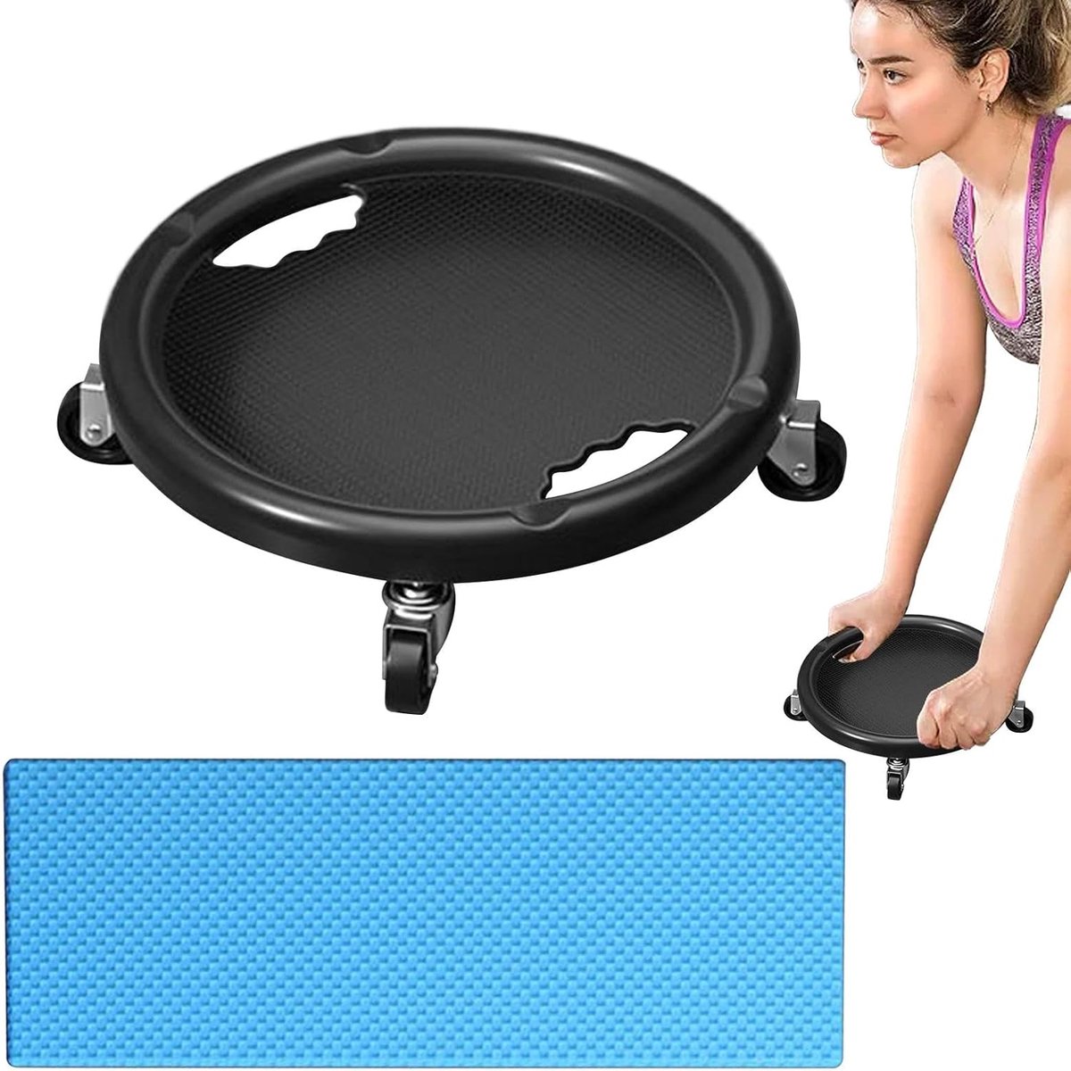 Buikwiel - Core Trainer - Kracht Opbouwen - 360 Graden Roterend - 150kg Draagvermogen - Zwart
