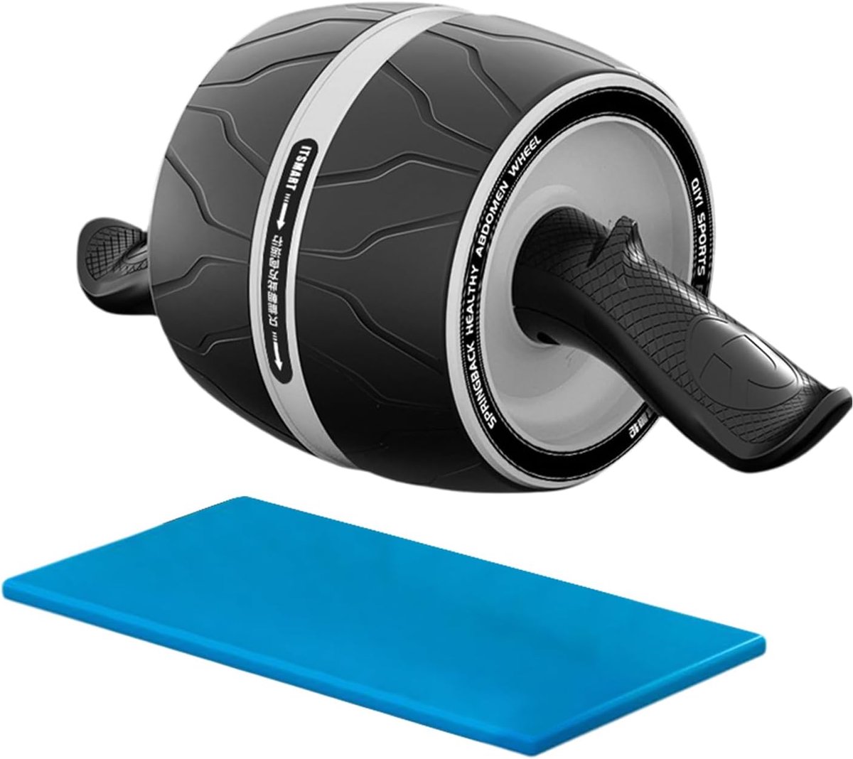 Buikspierrol Dubbel - Fitnesswiel Core - Kracht Training - Intelligente Rebound - Compact Ontwerp - Wit