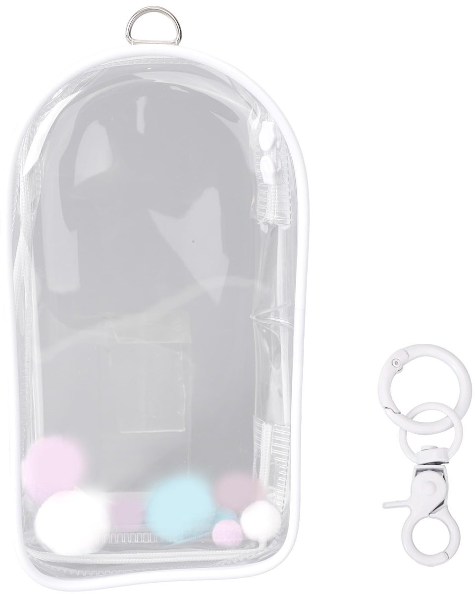Dailygoods- Displaytas Waterdicht - Transparante PVC Draagtas - 19,5 x 10,5 cm - Sleutelhanger - Pompons - Perfect voor Poppen - Popdisplay