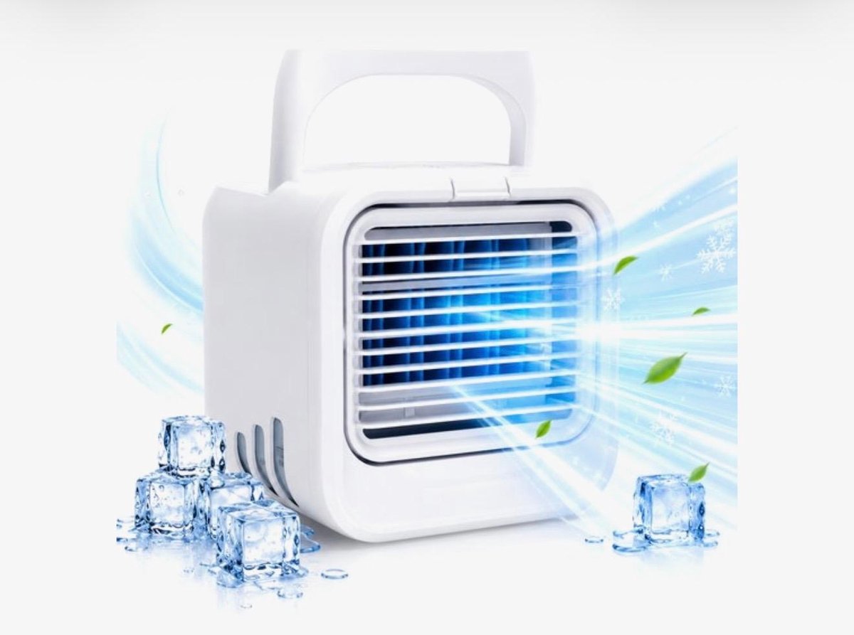 BIXc® - Mini Aircooler met Water USB-C - LED Licht - Tafelventilator - Luchtkoeler - Mobiele Airco