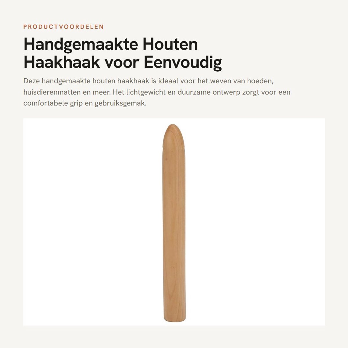 Dailygoods- Houten Haakhaak 30 mm - Lichtgewicht - Duurzaam - Multifunctioneel - Glad Lichaam - Geschikt voor Weven - Haaknaald