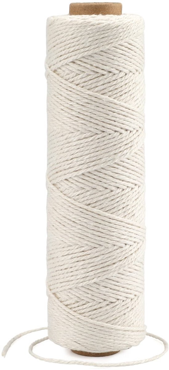 Dailygoods- Katoenen Touw 100m - Beige Koord - 1mm Dikte - Ambachtelijk String - Keukentouw - Ideaal voor Knutselen - Tuin Touw