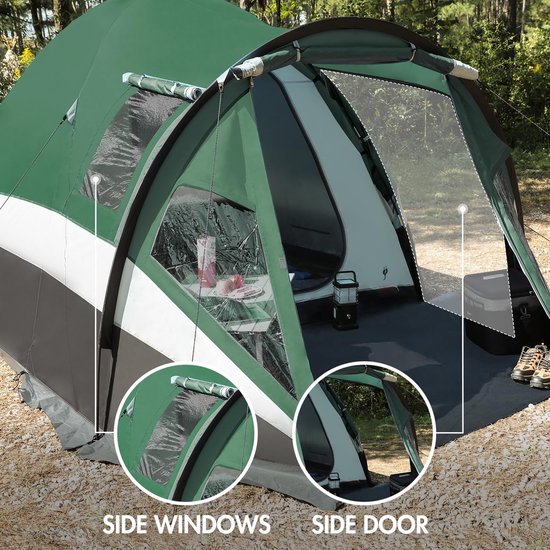 Dailygoods- Koepeltent 4 Personen - XXL met Veranda - Waterdicht 3000 mm - Hoge Stahoogte 160 cm - Ventilatie - Geschikt voor Fietsen/Motoren - Kampeertent van Dailygoods — afbeelding 5