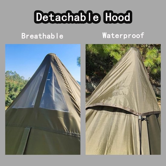Dailygoods- Tipi Tent Ultralicht - 1 Persoon - Waterdicht 2000 mm - Binnenafmetingen 201 x 89 x 152 cm - Buitenafmetingen 200 x 172 x 157 cm - Eenvoudige montage in 5 minuten - Kampeertent — afbeelding 5