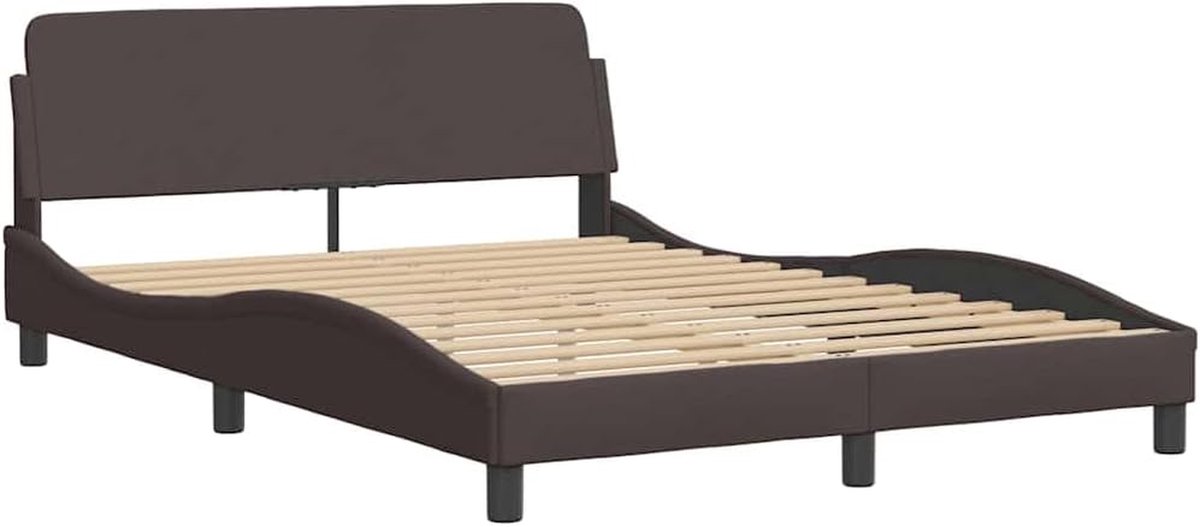 Bedframe stof - Tweepersoons bed - Rustgevende slaap - Stabiele steunpoten - 140x200 cm - Donkerbruin