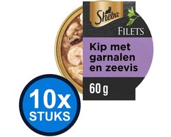 10x Sheba - Filets Kip Garnalen & Zeevis - Kattenvoer Natvoer - 60g