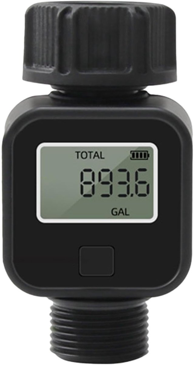 Tuinslang Watermeter - Water Verbruiksmeter - Water Besparen - Automatische Uitschakeling - 3/4 Inch - Zwart