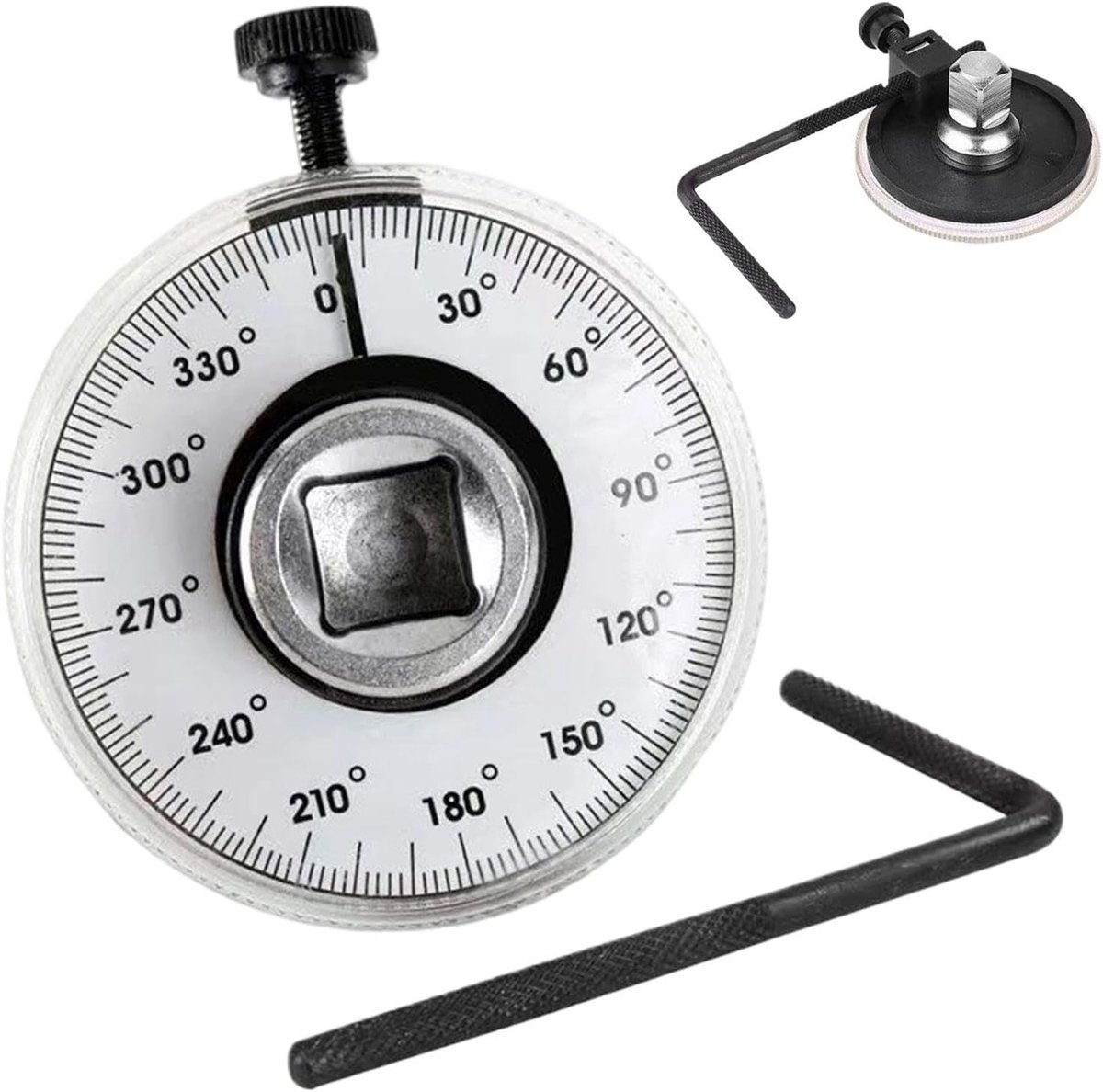 Momentsleutel Hoekmeter - Koppelmeter Set - Motoronderhoud Garage - Metalen Schaal - 0-330 Nm - Zilver
