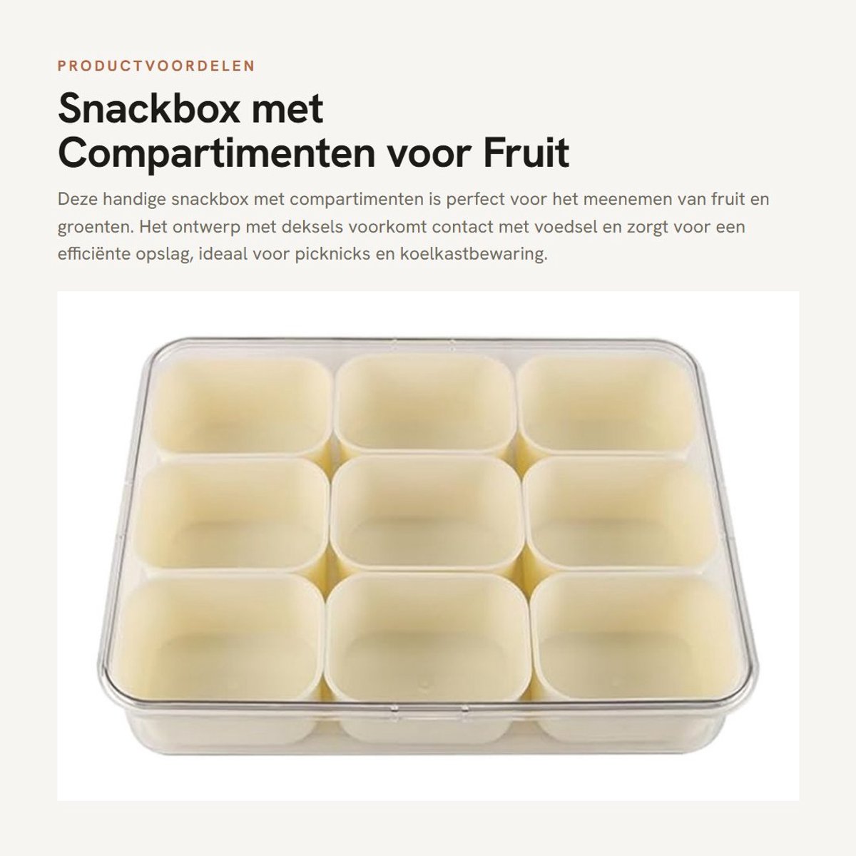 Dailygoods- Snackbox met compartimenten - Snackdoosjes - Fruitbakje - Snackbox voor onderweg - Temperatuurdicht - Eenvoudig schoon te maken - Voedselopbergdoos