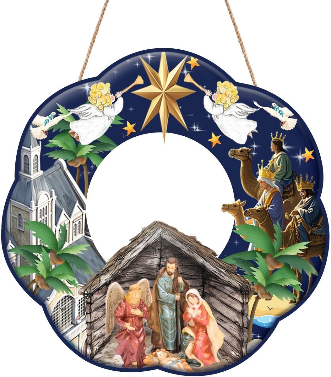 Dailygoods- Kerstslinger Hoogwaardig Ontwerp - Houten Kerstkrans - Decoratie Muur/Raam - Feestelijke Versiering - Perfect Cadeau - Artistieke Esthetiek - Kerstdecoratie