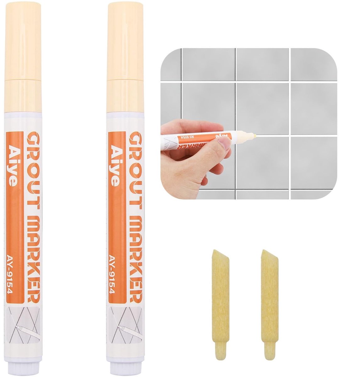 Dailygoods- Voegenpen Waterdicht - 2 Stuks - Vervangbare Punt - Voor Tegels - Ideaal voor Keuken/Badkamer - Sneldrogend - Voegenmarker
