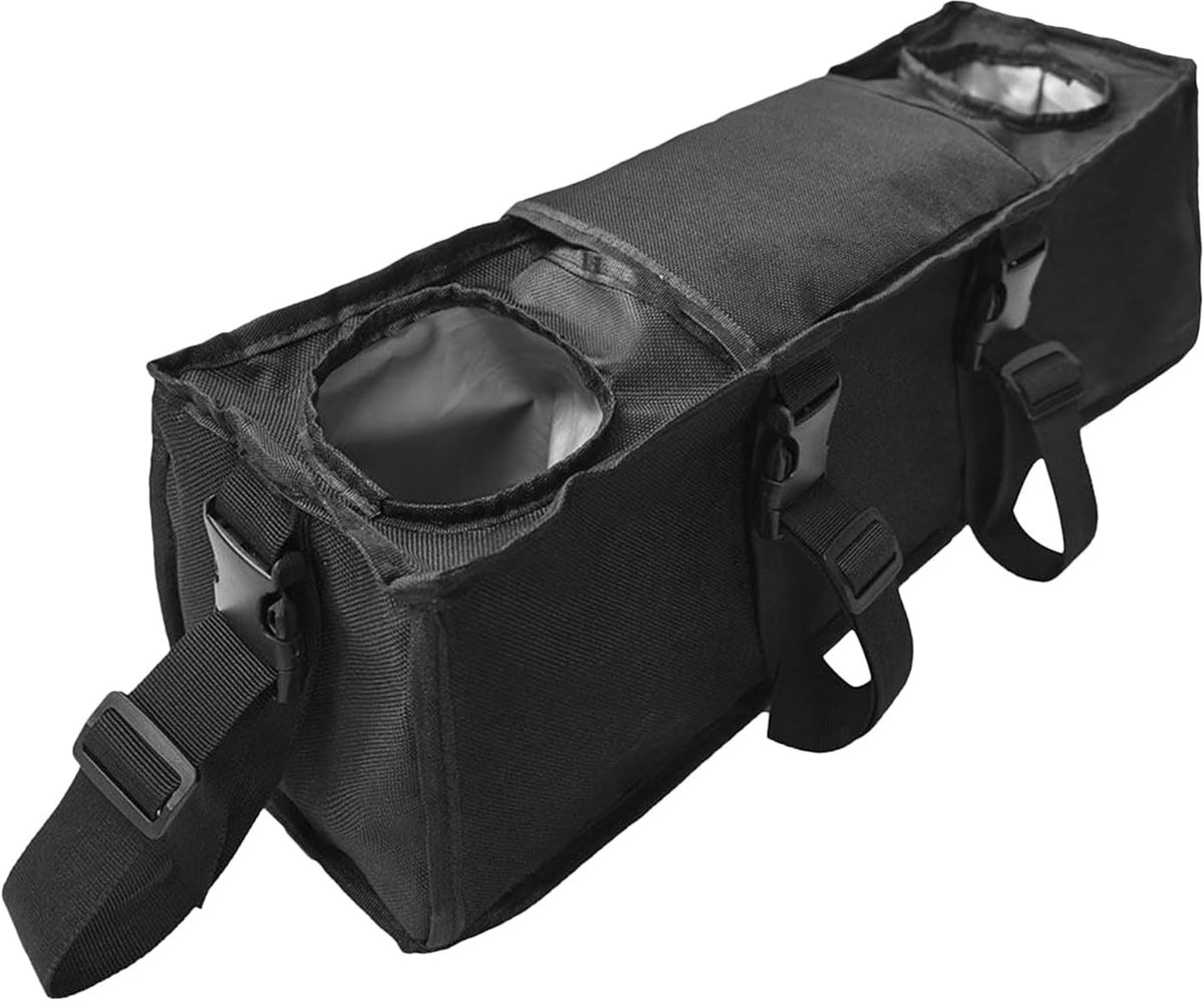 Kinderwagen Organizer - Autostoel Tas - Onderweg Spullen - Geïsoleerde Bekerhouders - 37 x 29 x 9 cm - Zwart