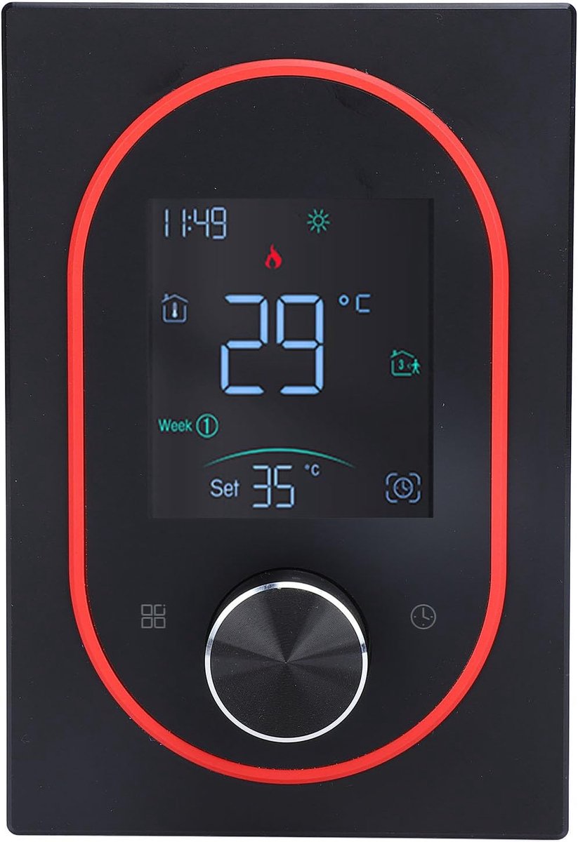 Slimme thermostaat - Intelligente regelaar - Temperatuur regelen - Touchscreen kleurendisplay - 86x86 mm inbouw - Zwart