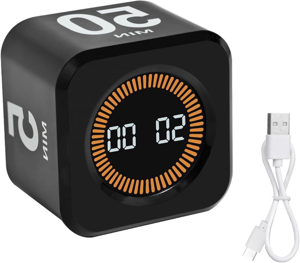 Interactieve Flip Countdown Timer met Gravity Sensor en Geheugenfunctie voor Koken en Lessen - Digitale Witte Cube voor Efficiënt Tijdbeheer
