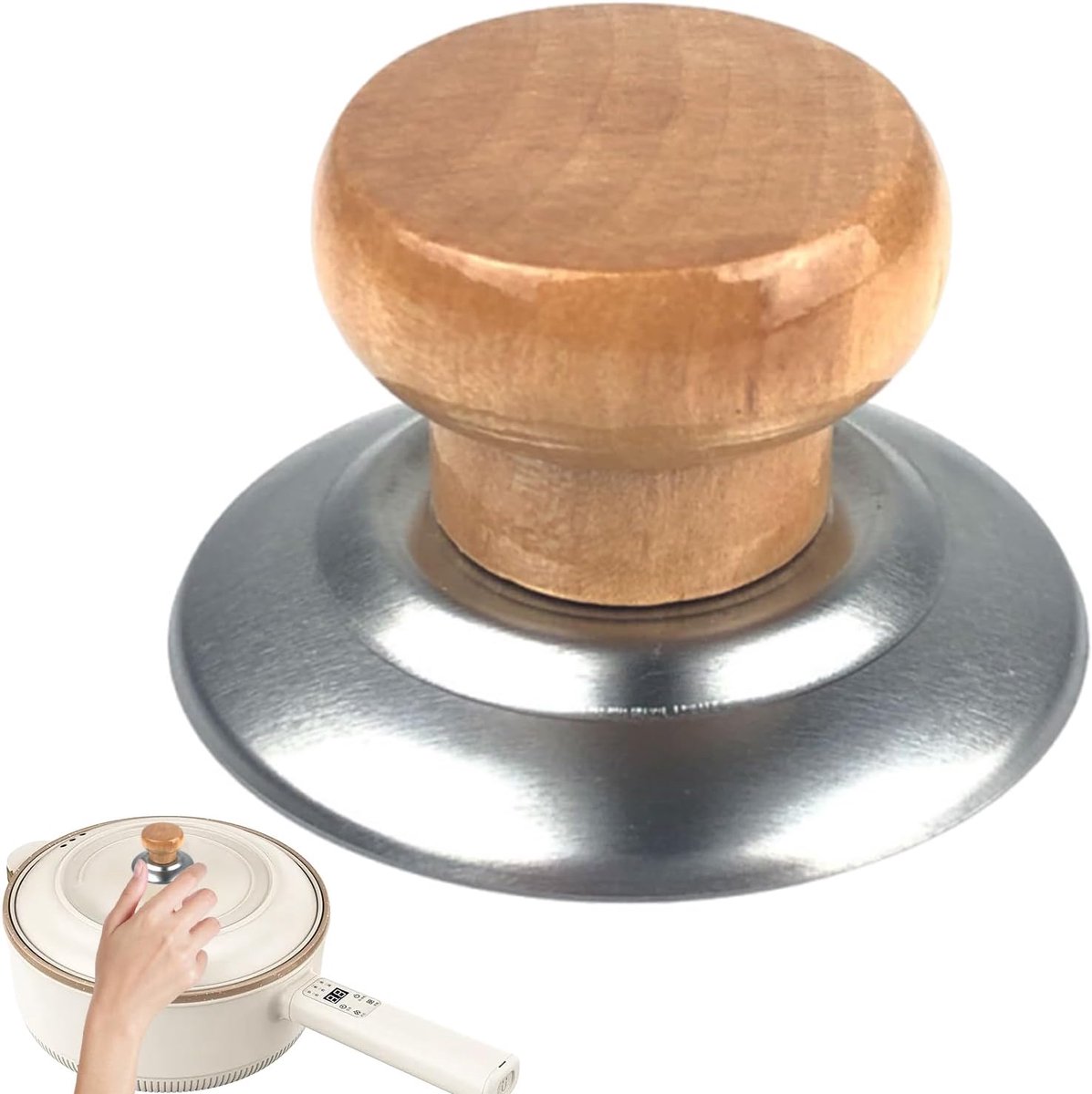 Houten Dekselgreep - Reserve Knop - Kookgerei Vervangen - Natuurlijk Hout - 6x6 cm - Houtk