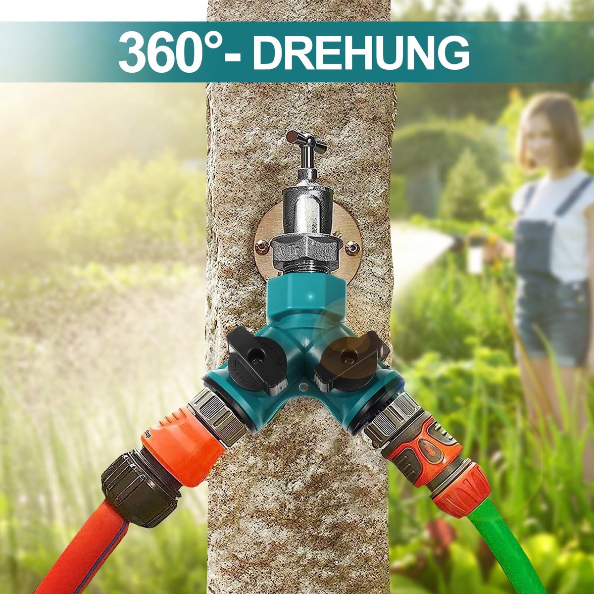 Dailygoods- Slangverdeler 2-weg - Tuinslang-waterverdeler - Buisverbinding - Tuingereedschap - Slangen - 1 stuk - Tuinslangverdeler – foto 5