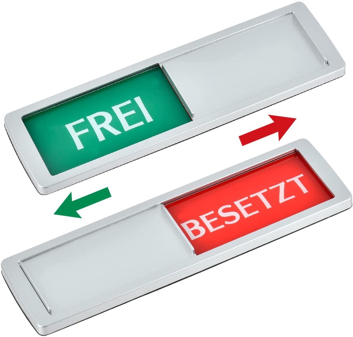 Dailygoods- Bezet Bordje - Privacyteken - Schuifregelaar - Zilver - 17,8 x 5,2 cm - Duurzaam PVC - Geschikt voor kantoor/vergaderruimte - Deurbord
