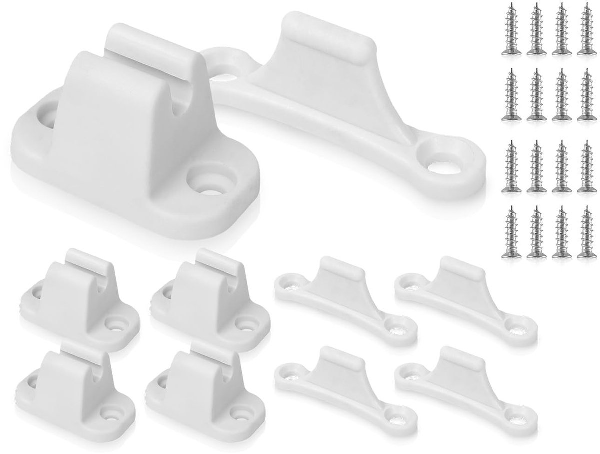 Dailygoods- Deurvergrendelingen Robuust en duurzaam - Deurvastzetters - Camperaccessoires - 4 stuks - Hoogwaardig kunststof - Inclusief 16 schroeven - Deurstopper