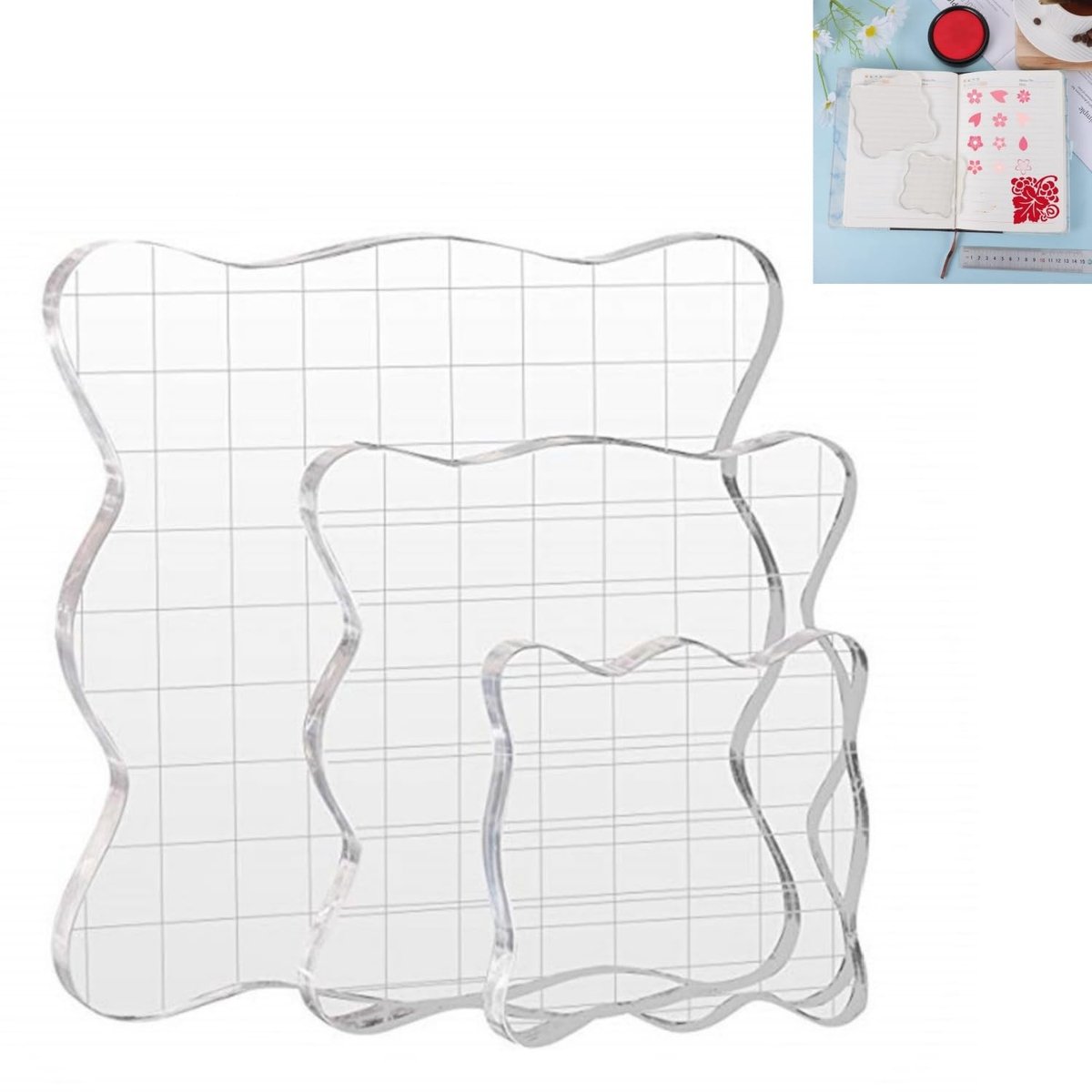 Dailygoods - Set van 3 Transparante Acryl Stempelblokken voor Handwerk