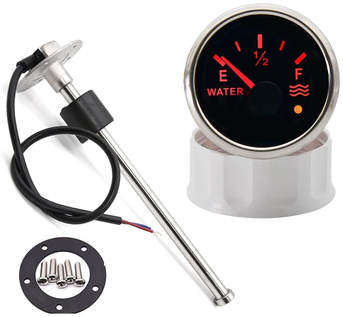 Brandstofniveaumeter - Watermeter Sensor - Vloeistofniveau Meten - 9-32V Universeel - 52mm - Zilver