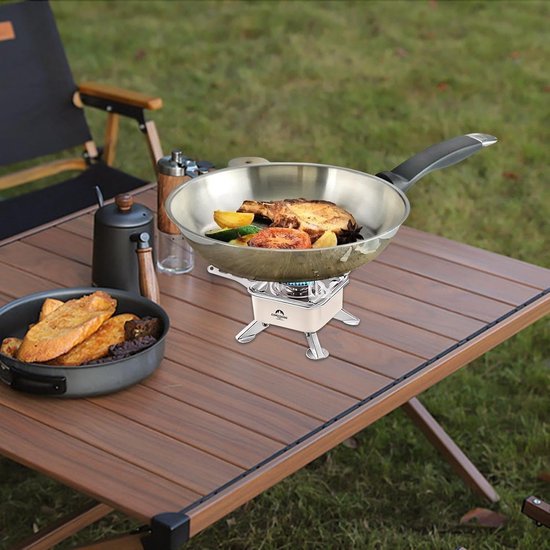 Compacte Kampeerbrander - Buitenfornuis Op Gas - Outdoor Koken - Winddicht Ontwerp - 3500 Watt - Zilver — afbeelding 5