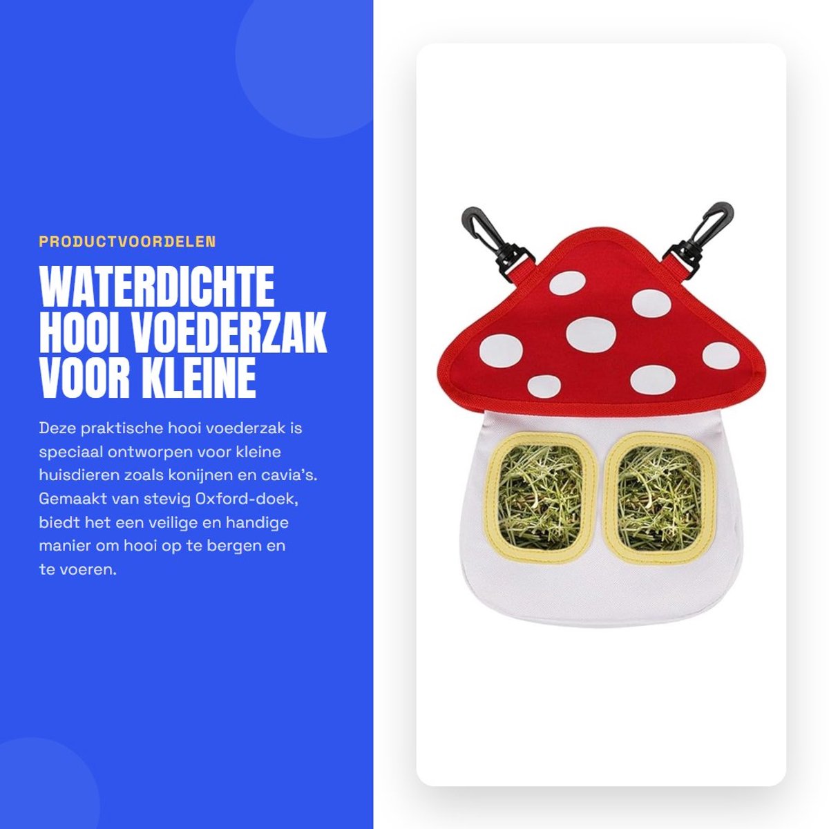 Dailygoods- Voederzak Waterdicht - Hooi Voederzak - Hangende Voederzak - Opbergtas voor Kleine Dieren - 600D Oxford-doek - Eenvoudig in Gebruik - Hooidispenser