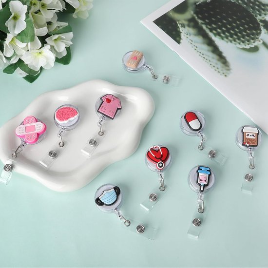 Set van 10 ID-kaarthouders voor verpleegkundigen, schattige badge reels met jojo, trekbare houder voor ID-kaarten, ideaal voor artsen, studenten en verpleegkundigen — afbeelding 4