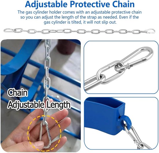 Cilinderhouder Set - Wandbeugels - Veilige Opslag - Verstelbare Keten - 40L Cilinders - Blauw — afbeelding 4