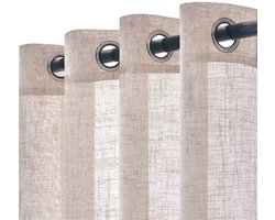 Dailygoods - Set van 2 Transparante Linnen Gordijnen met Ringen - 140x200 cm, Wit
