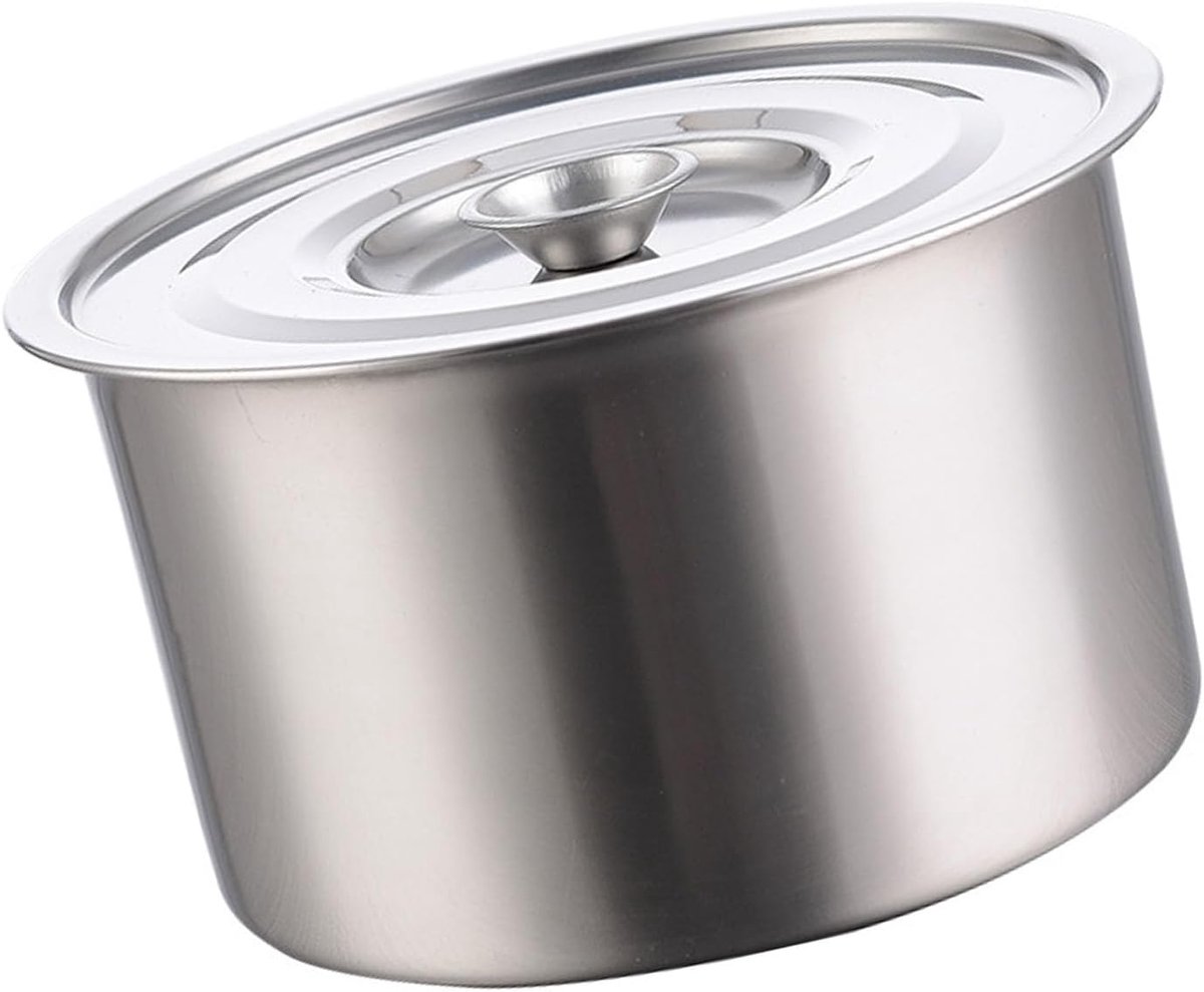 Roestvrijstalen Soeppan Kookpot Deksel Koken Ingrediënten Vaatwasmachinebestendig 16 cm Zilver