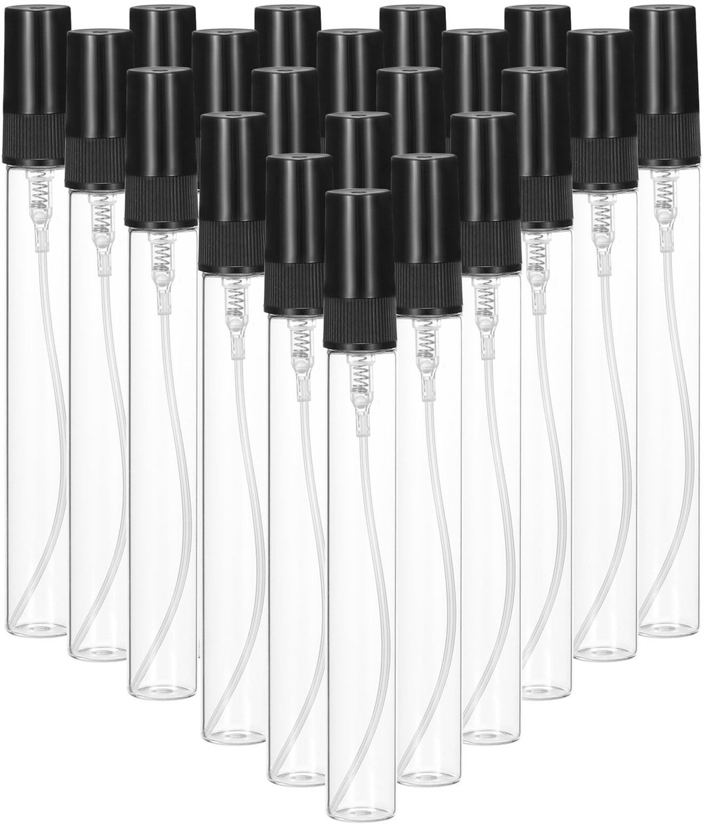 Dailygoods- Parfummonsterflesjes 10ml - 20 Stuks - Mini Sprayfles - Navulbaar - Leeg - Glas - Zwart