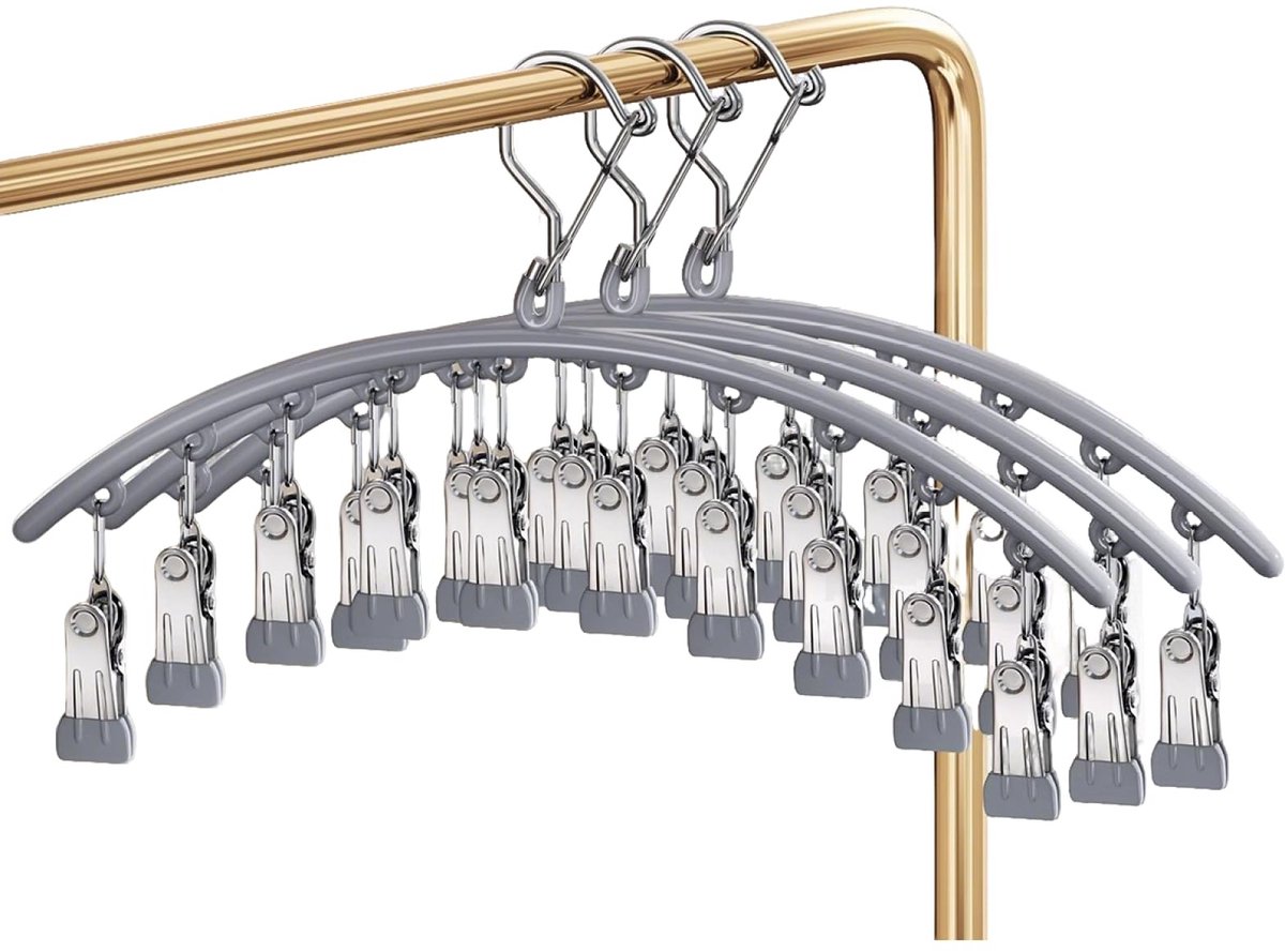 Dailygoods- Sokkenhanger Draaibaar - Winddicht - Roestvrij Staal - Ondergoedhanger - Droogrek - 2 Stuks met 10 Clips Elk