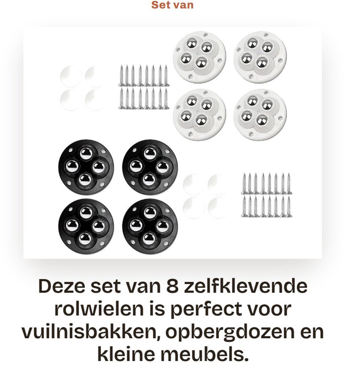 Dailygoods- Rolwiel 8 Stuks - Zelfklevend - Meubelwielen - Kleine Wielen - Vuilnisbakken - Opbergdozen - Ultradun Design