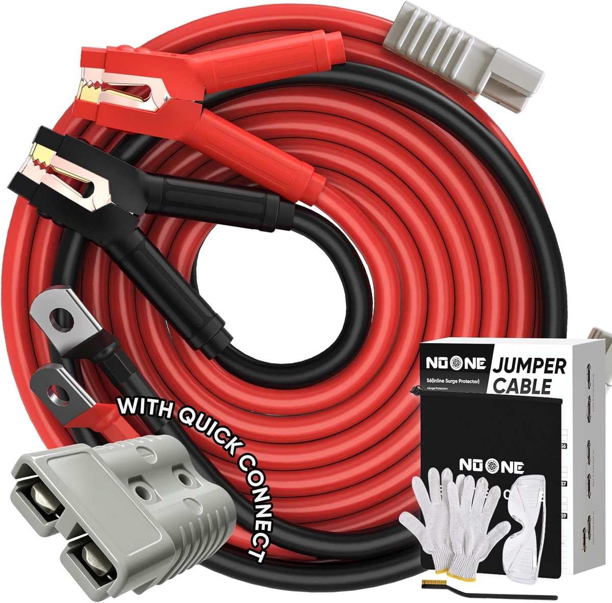 Booster Kabels - Startkabels - Auto Starten - Extra Lange Lengte - 2/0 Gauge 30FT - Zwart Rood
