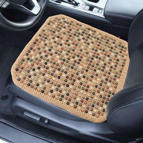 Dailygoods- Autozitkussen met massage - Ademend/antislip - 48 x 48 x 3 cm - Bodhi houten kralen - Zachte bekleding - Verlicht klachten door lang zitten - Zitkussen van Dailygoods — afbeelding 4