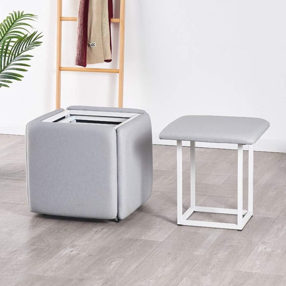 Voetenbank Kruk - Zitpoef - Feestjes Organiseren - 5-in-1 Stapelbaar - 45 cm - Zwart