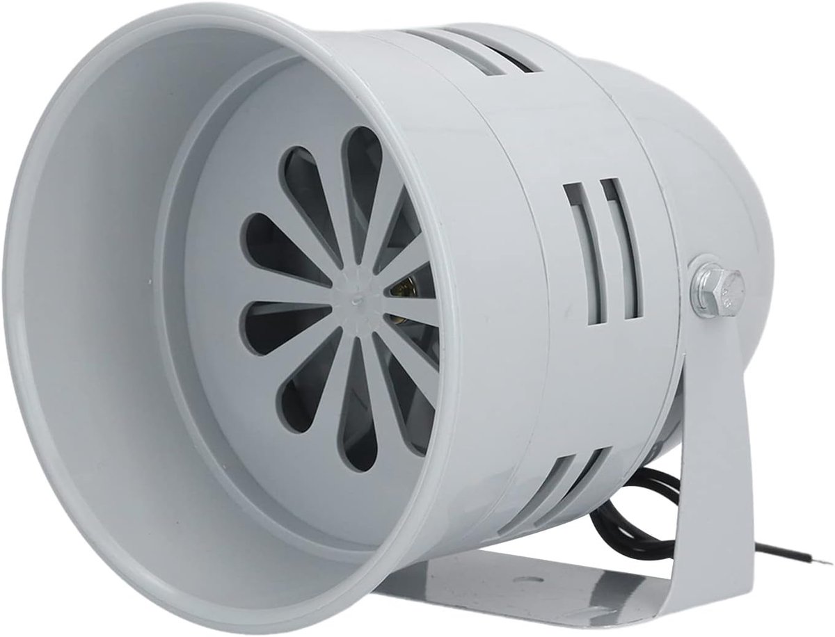 Motor Alarm Sirene - Continu Geluid - Crisismelding Plaatsen - 110dB Luid Geluid - 17x13x13 cm - Grijs