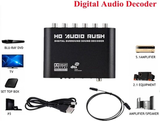 Audio Decoder Versterker - Converter SPDIF Coax - Meerdere Kanalen Geluid - DTS AC3 5.1 Signalen — afbeelding 4