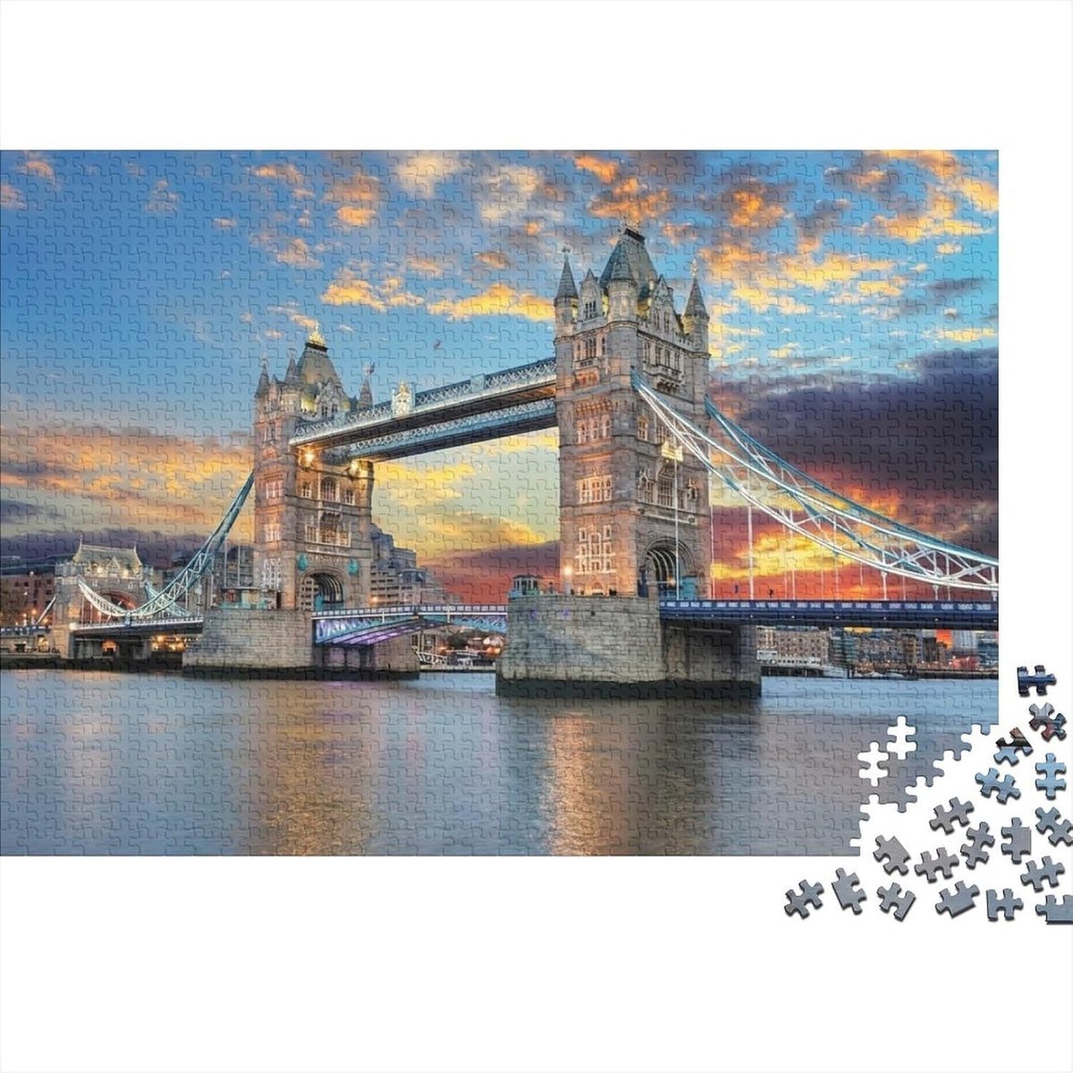Legpuzzel 1000 stukjes - Volwassen puzzel - Familieplezier - Gedetailleerd landschap - 38x26 cm - Zonsondergang rivier